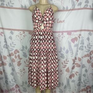 Loft Sunwashed Floral Twist Tiered Midi Dress Sz 10